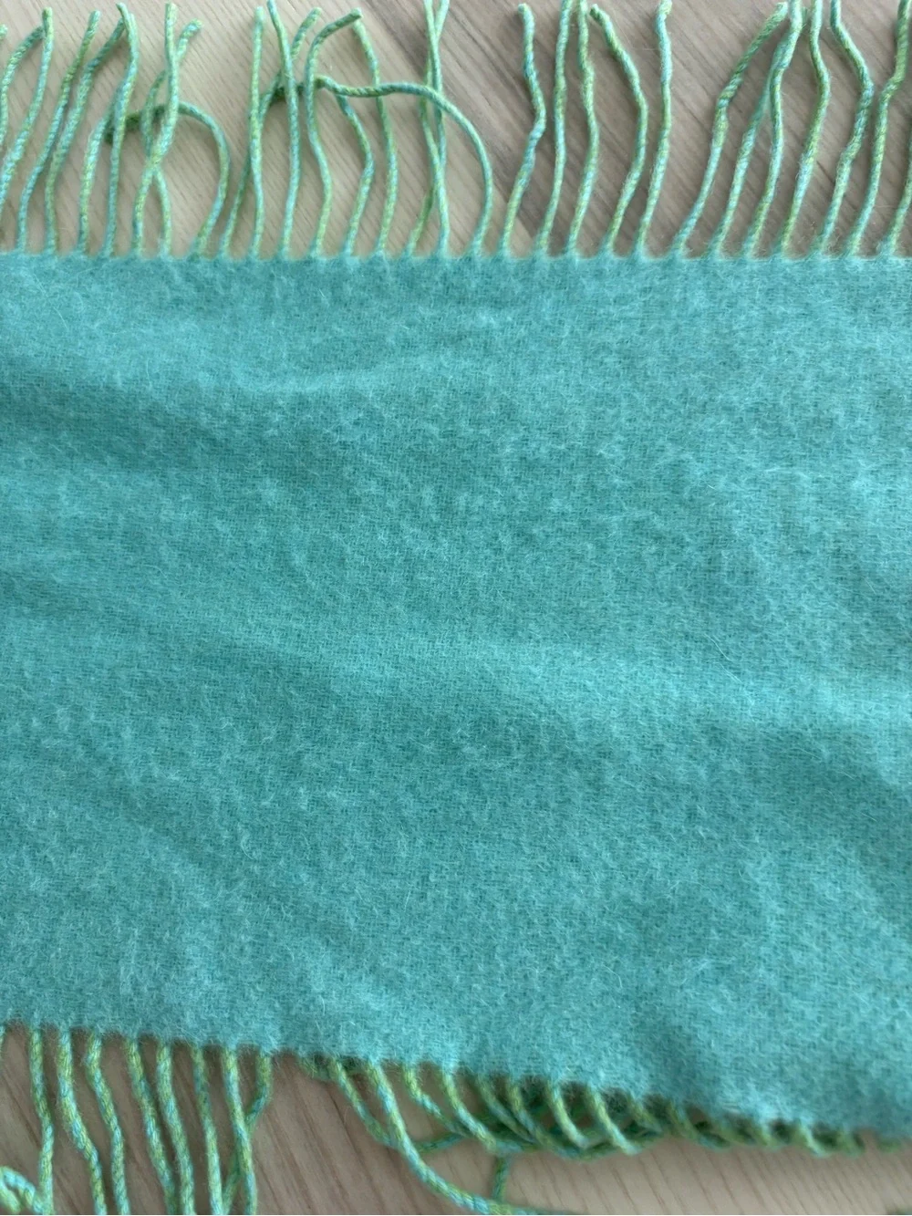 Castlerig 100% cashmere artsy scarf aqua green blue *flaws